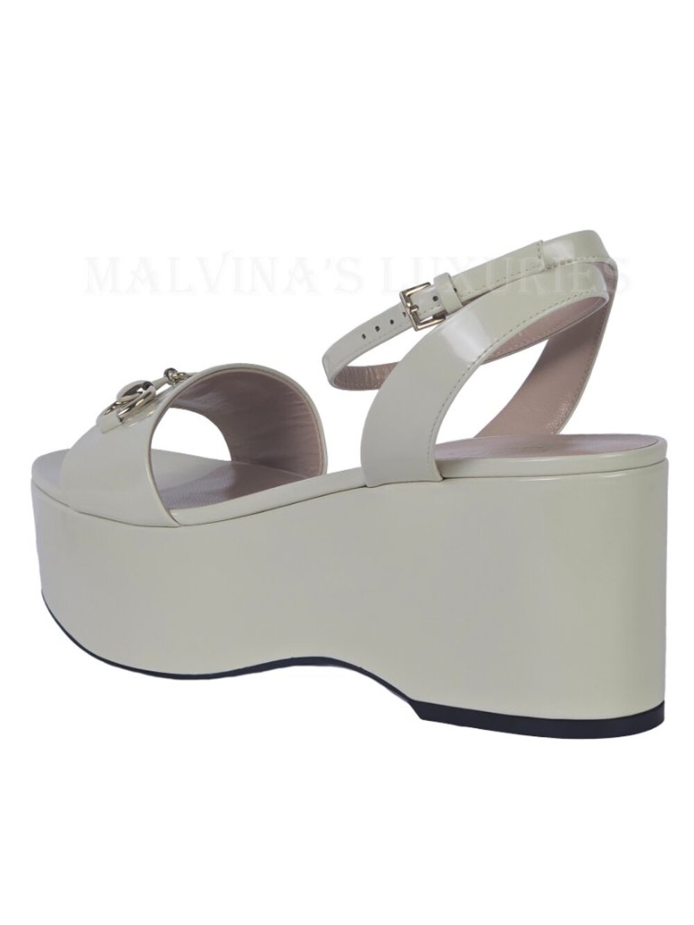 GUCCI SHOES LADY IVORY LEATHER PLATFORM HORSEBIT SANDALS sz 39 9 US - Picture 9 of 17